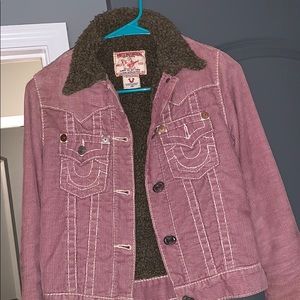 true religion jean jacket with fur collar